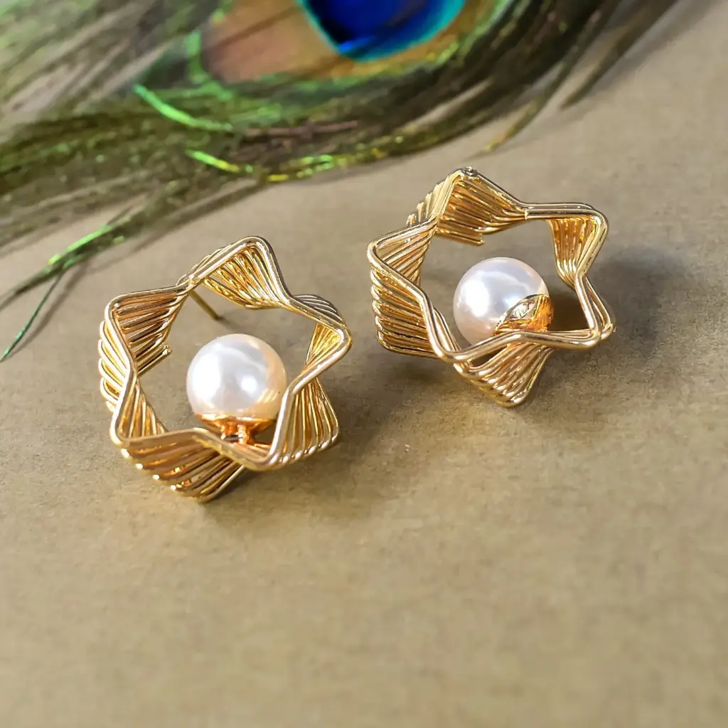 Elegant Gold-Plated Geometric Drop Earrings